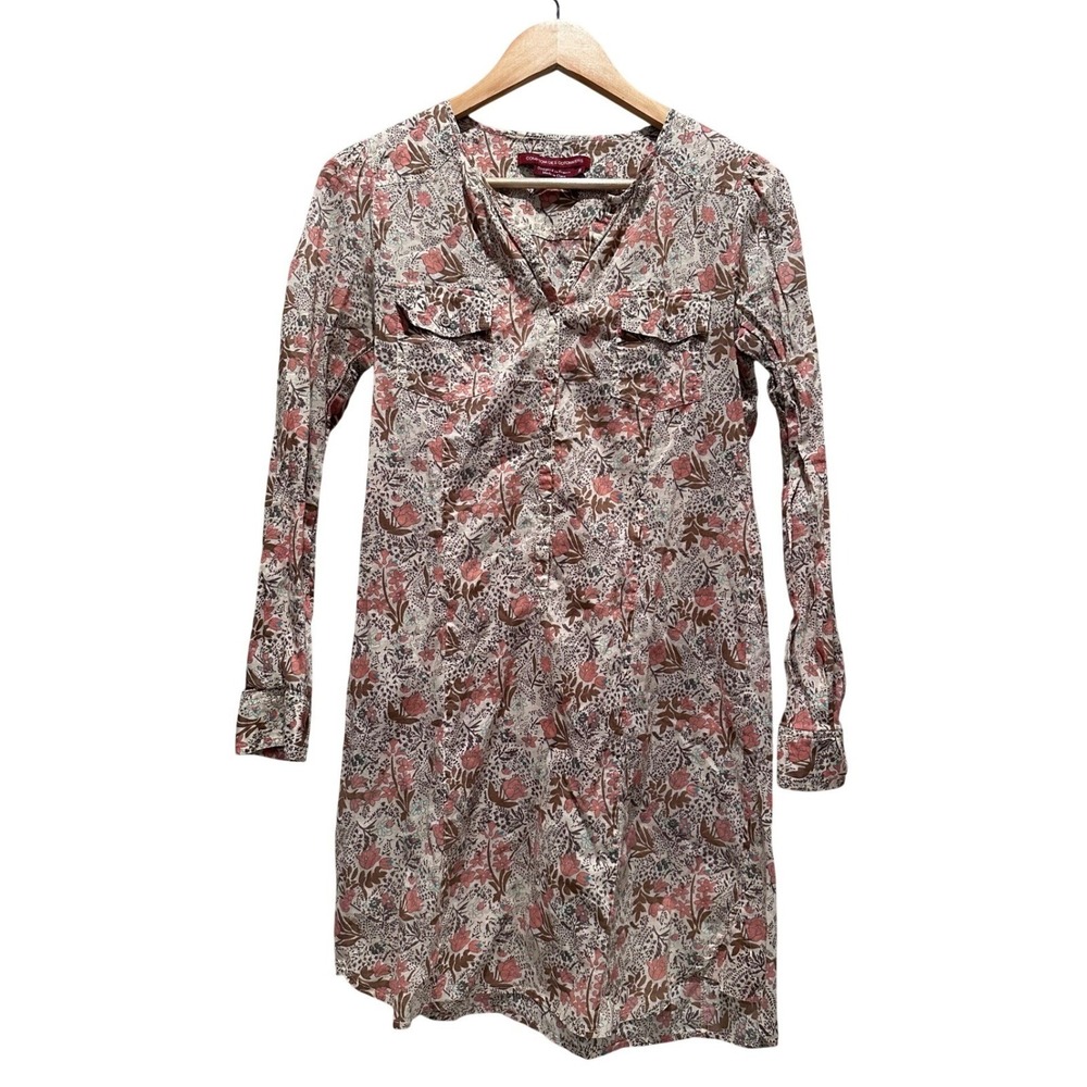Comptoir des Cotonniers Pink Beige Floral Lightweight Shirt Dress Size 38 US‎ 6